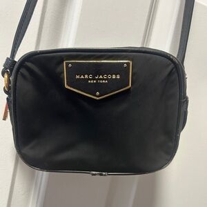 Marc Jacobs Black Nylon Crossbody with Gold Plaque